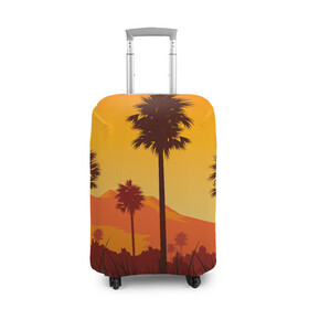 Чехол для чемодана 3D с принтом Лето, Пальмы, вечер в Санкт-Петербурге, 86% полиэфир, 14% спандекс | двустороннее нанесение принта, прорези для ручек и колес | palm | summer | tropical | вечер | гора | жара | летние | лето | пальмы | тропики | тропический
