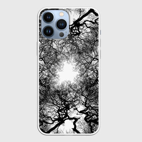 Чехол для iPhone 13 Pro Max с принтом Texture Branches в Санкт-Петербурге,  |  | Тематика изображения на принте: abstraction | black | branches | bushes | forest | grove | lines | negative | patterns | shrubs | thickets | trees | white | абстракция | белое | ветви | ветки | деревья | заросли | кустарники | кусты | лес | линии | негатив | роща | узоры | черное