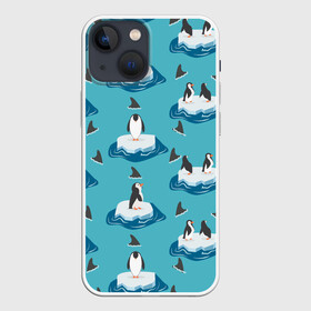 Чехол для iPhone 13 mini с принтом Пингвины в Санкт-Петербурге,  |  | море | морские | океан | пингвин | пингвинчик | пингвины | плавники акул