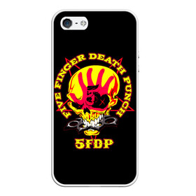 Чехол для iPhone 5/5S матовый с принтом Five Finger Death Punch (FFDP) в Санкт-Петербурге, Силикон | Область печати: задняя сторона чехла, без боковых панелей | 5fdp | america | death | ffdp | finger | five | hard | metal | music | punch | rock | skull | states | united | usa | америка | метал | музыка | рок | сша | хард | череп