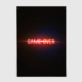 Постер с принтом Game Over в Санкт-Петербурге, 100% бумага
 | бумага, плотность 150 мг. Матовая, но за счет высокого коэффициента гладкости имеет небольшой блеск и дает на свету блики, но в отличии от глянцевой бумаги не покрыта лаком | Тематика изображения на принте: game | game over | games | neon | orers | over | press | press start | starts | игра | игра окончена | конец | надписи | надпись | нажмите старт | неон | окончено | старт