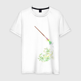 Мужская футболка хлопок с принтом Рисунок кистью в Санкт-Петербурге, 100% хлопок | прямой крой, круглый вырез горловины, длина до линии бедер, слегка спущенное плечо. | brush | flowers | брызги краски | кисть | цветы