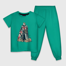 Детская пижама хлопок с принтом Настоящий Рыцарь Крестоносец в Санкт-Петербурге, 100% хлопок |  брюки и футболка прямого кроя, без карманов, на брюках мягкая резинка на поясе и по низу штанин
 | armor | arms | art | crusade | crusader | knight | medieval | sword | tampliet | templar | warrior | армор | армс | арт | воин | доспехи | кольчуга | крест тамплиеров | крестоносец | меч | рыцарский орден | средневековье | 