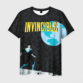 Мужская футболка 3D с принтом Invincible в Санкт-Петербурге, 100% полиэфир | прямой крой, круглый вырез горловины, длина до линии бедер | allen | invincible | omni man | omniman | superhero | алиен | аллен | инвинсибл | неуязвимый | омнимэн | супергерои
