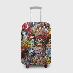 Чехол для чемодана 3D с принтом Логотипы Аниме Мультиков в Санкт-Петербурге, 86% полиэфир, 14% спандекс | двустороннее нанесение принта, прорези для ручек и колес | anime | logo | аниме | манго | япония