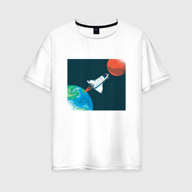 Женская футболка хлопок Oversize с принтом Маск SpaceX миссия на марс в Санкт-Петербурге, 100% хлопок | свободный крой, круглый ворот, спущенный рукав, длина до линии бедер
 | Тематика изображения на принте: earth | elon musk | mars | nasa | red planet | roscosmos | space | space shuttle | star | stars | астронавт | илон маск | класная планета | космический пейзаж | космонавт | летит на марс | наса | планета земля | роскосмос | спейс экс | спейс