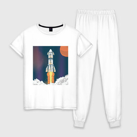 Женская пижама хлопок с принтом Запуск ракеты Atlas Атлас V в Санкт-Петербурге, 100% хлопок | брюки и футболка прямого кроя, без карманов, на брюках мягкая резинка на поясе и по низу штанин | earth | elon musk | mars | nasa | roscosmos | space | space shuttle | star | stars | usa | астронавт | илон маск | космодром | космонавт | миссия sbirs | мыс канаверал | наса | планета земля | рн atlas v 421 | роскосмос | спейс экс | спейсэк