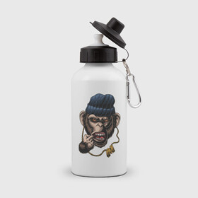 Бутылка спортивная с принтом Monkey Boy в Санкт-Петербурге, металл | емкость — 500 мл, в комплекте две пластиковые крышки и карабин для крепления | gangsta | monkey | wild | блатной | крутой | обезьяна