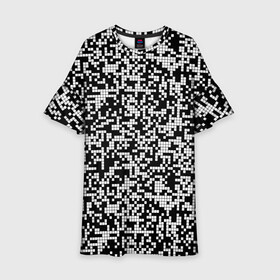 Детское платье 3D с принтом Пиксельная Текстура в Санкт-Петербурге, 100% полиэстер | прямой силуэт, чуть расширенный к низу. Круглая горловина, на рукавах — воланы | Тематика изображения на принте: blackandwhite | pattern | pixels | пиксели | черно белый