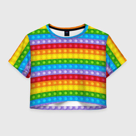 Женская футболка Crop-top 3D с принтом Pop It в Санкт-Петербурге, 100% полиэстер | круглая горловина, длина футболки до линии талии, рукава с отворотами | pop it | popit | simple dimple | антистресс | поп ит | попит | симпл | симпл димпл | тренд