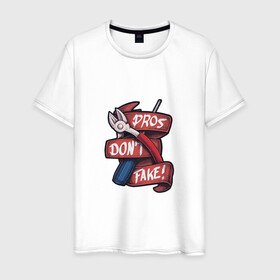 Мужская футболка хлопок с принтом Pros Dont Fake! в Санкт-Петербурге, 100% хлопок | прямой крой, круглый вырез горловины, длина до линии бедер, слегка спущенное плечо. | cross fire | games | pubg | shooters | контра