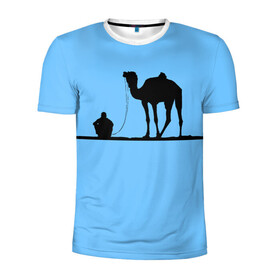Мужская футболка 3D спортивная с принтом Верблюд в Санкт-Петербурге, 100% полиэстер с улучшенными характеристиками | приталенный силуэт, круглая горловина, широкие плечи, сужается к линии бедра | выносливость | мощь | пустыня | спокойствие | тень