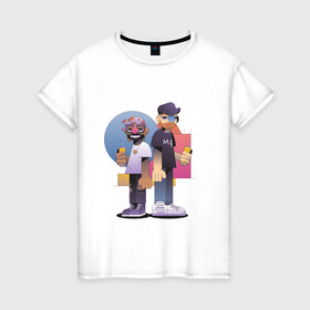 Женская футболка хлопок с принтом Тони и Феррис в Санкт-Петербурге, 100% хлопок | прямой крой, круглый вырез горловины, длина до линии бедер, слегка спущенное плечо | gangster | music | people | крутой | мультфильм