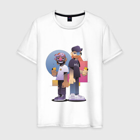 Мужская футболка хлопок с принтом Тони и Феррис в Санкт-Петербурге, 100% хлопок | прямой крой, круглый вырез горловины, длина до линии бедер, слегка спущенное плечо. | gangster | music | people | крутой | мультфильм