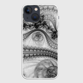 Чехол для iPhone 13 mini с принтом Spilled ink Texture в Санкт-Петербурге,  |  | Тематика изображения на принте: abstraction | black | chaos | gray | ink | madness | pattern | tentacles | texture | vortex | waves | white | абстракция | безумие | белое | вихрь | волны | серый | текстура | узор | хаос | чернила | черное | щупальца