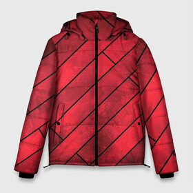 Мужская зимняя куртка 3D с принтом Red Boards Texture в Санкт-Петербурге, верх — 100% полиэстер; подкладка — 100% полиэстер; утеплитель — 100% полиэстер | длина ниже бедра, свободный силуэт Оверсайз. Есть воротник-стойка, отстегивающийся капюшон и ветрозащитная планка. 

Боковые карманы с листочкой на кнопках и внутренний карман на молнии. | Тематика изображения на принте: attrition | boards | comic | dark | gloss | iron | light | metal | red | slabs | texture | wood | абстракция | глянец | дерево | доски | железо | картина | комикс | красный | линии | металл | паттерн | плиты | полосы | потертость | светлый