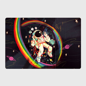 Магнитный плакат 3Х2 с принтом Космонавт в Санкт-Петербурге, Полимерный материал с магнитным слоем | 6 деталей размером 9*9 см | арт | значки | космонавт | космос | надписи | радуга | цветное