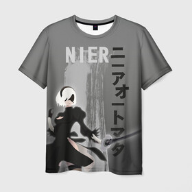 Мужская футболка 3D с принтом nier в Санкт-Петербурге, 100% полиэфир | прямой крой, круглый вырез горловины, длина до линии бедер | 2b | ahegao | anime | girl | nier automata | replicant | waifu | аниме | ахегао | нир автомата | отаку | охегао | тян | тяночка