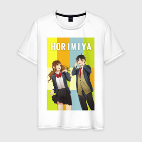 Мужская футболка хлопок с принтом horimiya в Санкт-Петербурге, 100% хлопок | прямой крой, круглый вырез горловины, длина до линии бедер, слегка спущенное плечо. | anime | horimiya | kawaii | manga | shoujo | shoujomanga | аниме | манга | хоримия