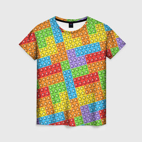 Женская футболка 3D с принтом POP IT / SIMPLE DIMPLE в Санкт-Петербурге, 100% полиэфир ( синтетическое хлопкоподобное полотно) | прямой крой, круглый вырез горловины, длина до линии бедер | dimple | pop | pop it | simple | squish | димпл | поп | поп ит | симпл | сквиш