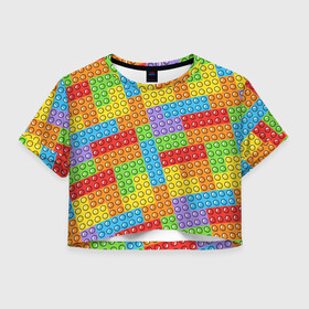 Женская футболка Crop-top 3D с принтом POP IT / SIMPLE DIMPLE в Санкт-Петербурге, 100% полиэстер | круглая горловина, длина футболки до линии талии, рукава с отворотами | dimple | pop | pop it | simple | squish | димпл | поп | поп ит | симпл | сквиш