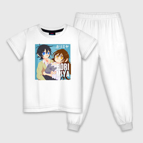 Детская пижама хлопок с принтом horimiya в Санкт-Петербурге, 100% хлопок |  брюки и футболка прямого кроя, без карманов, на брюках мягкая резинка на поясе и по низу штанин
 | anime | horimiya | kawaii | manga | shoujo | shoujomanga | аниме | манга | хоримия