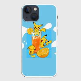 Чехол для iPhone 13 mini с принтом Пикачу в лимонаде в Санкт-Петербурге,  |  | anime | picachu | pikachu | аниме | милый | пика | пикачу | покебол | покемон