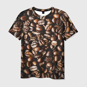 Мужская футболка 3D с принтом Зерна Кофе в Санкт-Петербурге, 100% полиэфир | прямой крой, круглый вырез горловины, длина до линии бедер | beans | coffee | арабика | зерна | кофе