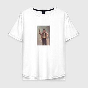 Мужская футболка хлопок Oversize с принтом HARRY STYLES в Санкт-Петербурге, 100% хлопок | свободный крой, круглый ворот, “спинка” длиннее передней части | harry | one direction | rose