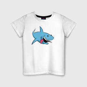 Детская футболка хлопок с принтом Акуленок в Санкт-Петербурге, 100% хлопок | круглый вырез горловины, полуприлегающий силуэт, длина до линии бедер | maneater | акулы | иллюстрация | мег