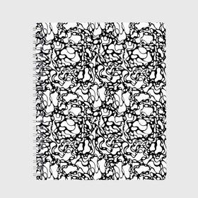 Тетрадь с принтом Абстрактная жидкость в Санкт-Петербурге, 100% бумага | 48 листов, плотность листов — 60 г/м2, плотность картонной обложки — 250 г/м2. Листы скреплены сбоку удобной пружинной спиралью. Уголки страниц и обложки скругленные. Цвет линий — светло-серый
 | Тематика изображения на принте: абстрактный | вода | геометрический | геометрия | дырки | жидкость | нейрографика | петли | плазма | пузыри | пятна | черно белый