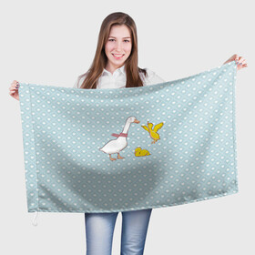 Флаг 3D с принтом Утка и утята в Санкт-Петербурге, 100% полиэстер | плотность ткани — 95 г/м2, размер — 67 х 109 см. Принт наносится с одной стороны | мама утка | птицы | птички | утка | уточки | утята | цыпленок | цыплята