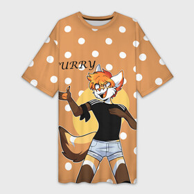 Платье-футболка 3D с принтом Furry fox guy в Санкт-Петербурге,  |  | animal | anthro | covered in fur | fox | furry | fursuit | лис | покрытый мехом | фурри
