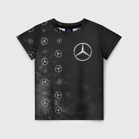 Детская футболка 3D с принтом Мерседес - Взрыв (Паттерн слева) в Санкт-Петербурге, 100% гипоаллергенный полиэфир | прямой крой, круглый вырез горловины, длина до линии бедер, чуть спущенное плечо, ткань немного тянется | amg | auto | bens | benz | logo | merc | mercedes | mersedes | moto | star | vthctltc | авто | амг | бенц | взрыв | звезда | класс | краска | лого | логотип | мерин | мерс | мерседес | мото | паттерн | символ | символы | ьуксувуы