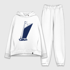 Женский костюм хлопок Oversize с принтом Парусная лодка синяя в Санкт-Петербурге,  |  | sailboat | кораблик | корабль | лодка | парус | парусная лодка | тату | татуировка