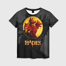 Женская футболка 3D с принтом Hades wolf в Санкт-Петербурге, 100% полиэфир ( синтетическое хлопкоподобное полотно) | прямой крой, круглый вырез горловины, длина до линии бедер | hades | roguelike | бесконечные круги ада | волк | компьютерная игра | красный | трехглавый