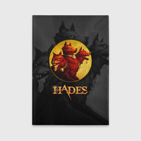 Обложка для автодокументов с принтом Hades wolf в Санкт-Петербурге, натуральная кожа |  размер 19,9*13 см; внутри 4 больших “конверта” для документов и один маленький отдел — туда идеально встанут права | Тематика изображения на принте: hades | roguelike | бесконечные круги ада | волк | компьютерная игра | красный | трехглавый