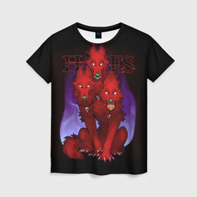 Женская футболка 3D с принтом Hades wolf в Санкт-Петербурге, 100% полиэфир ( синтетическое хлопкоподобное полотно) | прямой крой, круглый вырез горловины, длина до линии бедер | hades | roguelike | бесконечные круги ада | волк | компьютерная игра | красный | трехглавый