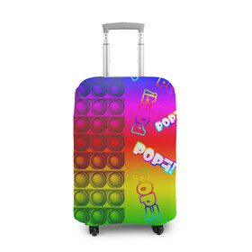 Чехол для чемодана 3D с принтом POP it! в Санкт-Петербурге, 86% полиэфир, 14% спандекс | двустороннее нанесение принта, прорези для ручек и колес | pop it | rainbow | simple dimple | toy | игрушка | поп ит | радуга | симпл димпл
