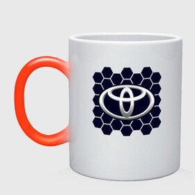 Кружка хамелеон с принтом Toyota - Honeycomb в Санкт-Петербурге, керамика | меняет цвет при нагревании, емкость 330 мл | auto | camry | corolla | cruiser | land | logo | moto | rav | supra | toyota | авенсис | авто | автомобиль | камри | королла | крузер | ленд | лого | логотип | логотипы | марка | мото | рав | символ | соты | тойота | шильдик