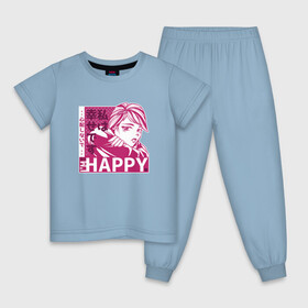 Детская пижама хлопок с принтом Happy Sad Anime Girl Kanji в Санкт-Петербурге, 100% хлопок |  брюки и футболка прямого кроя, без карманов, на брюках мягкая резинка на поясе и по низу штанин
 | Тематика изображения на принте: anime | chibi | cute | girls | happiness | im happy | japan | japanese | kawaii | manga | waifu | анимешник | анимешница | грусть | девочки | девушки | иероглифы | кандзи | лица | манга | настроение | рисунок в стиле аниме | счастье | типичная 