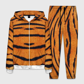 Мужской костюм 3D с принтом Тигровый Раскрас в Санкт-Петербурге, 100% полиэстер | Манжеты и пояс оформлены тканевой резинкой, двухслойный капюшон со шнурком для регулировки, карманы спереди | animal | skin | tiger | раскрас | тигровый