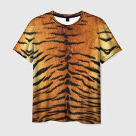 Мужская футболка 3D с принтом Шкура Тигра в Санкт-Петербурге, 100% полиэфир | прямой крой, круглый вырез горловины, длина до линии бедер | animal | skin | tiger | раскрас | тигр