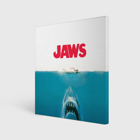Холст квадратный с принтом Jaws 1975 в Санкт-Петербурге, 100% ПВХ |  | jaws | jaws 2 | jaws movie | кино | челюсти | челюсти 2 | челюсти фильм