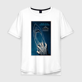 Мужская футболка хлопок Oversize с принтом Jaws hand в Санкт-Петербурге, 100% хлопок | свободный крой, круглый ворот, “спинка” длиннее передней части | Тематика изображения на принте: jaws | jaws 2 | jaws movie | кино | челюсти | челюсти 2 | челюсти фильм