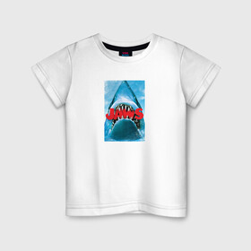 Детская футболка хлопок с принтом Jaws classic в Санкт-Петербурге, 100% хлопок | круглый вырез горловины, полуприлегающий силуэт, длина до линии бедер | jaws | jaws 2 | jaws movie | кино | челюсти | челюсти 2 | челюсти фильм