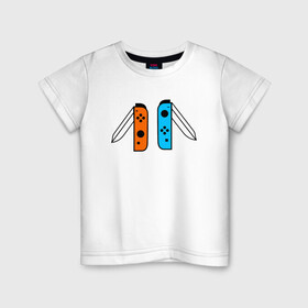 Детская футболка хлопок с принтом NINTENDO SWITCH в Санкт-Петербурге, 100% хлопок | круглый вырез горловины, полуприлегающий силуэт, длина до линии бедер | Тематика изображения на принте: nintendo | switch | заточка | игры | консоль | нинтендо | приставка | свитч