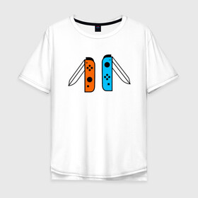 Мужская футболка хлопок Oversize с принтом NINTENDO SWITCH в Санкт-Петербурге, 100% хлопок | свободный крой, круглый ворот, “спинка” длиннее передней части | nintendo | switch | заточка | игры | консоль | нинтендо | приставка | свитч