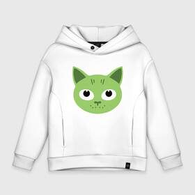 Детское худи Oversize хлопок с принтом Green Cat в Санкт-Петербурге, френч-терри — 70% хлопок, 30% полиэстер. Мягкий теплый начес внутри —100% хлопок | боковые карманы, эластичные манжеты и нижняя кромка, капюшон на магнитной кнопке | animal | cat | cute | kitty | meow | друг | животные | киска | китти | кот | котенок | котик | котэ | кошечка | кошка | лев | леопард | милый | мур | мяу | пантера | питомец | рысь | тигр