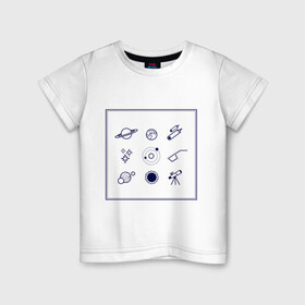 Детская футболка хлопок с принтом Астрономия в Санкт-Петербурге, 100% хлопок | круглый вырез горловины, полуприлегающий силуэт, длина до линии бедер | астроном | астрономия | астрофото | вселенная | гравитация | звезды | изучение звезд | планеты | солнечная система | телескоп | черная дыра